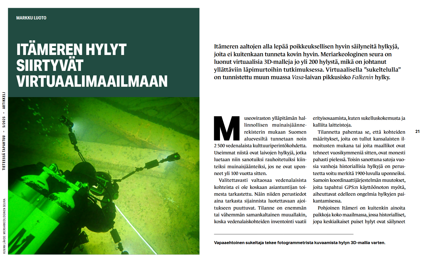 Tieteessä Tapahtuu: Itämeren hylyt siirtyvät virtuaalimaailmaan